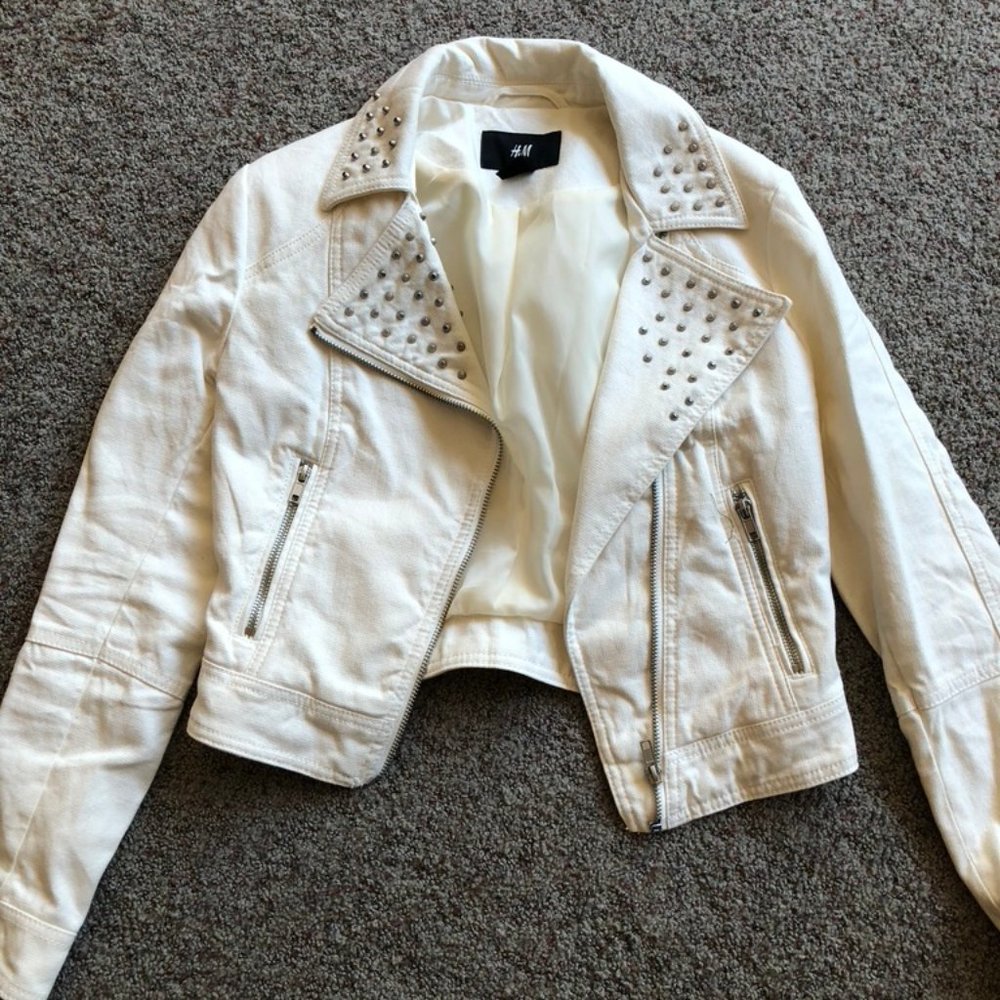 H&M white studded jacket